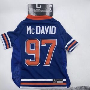 Edmonton Oilers Connor McDavid Dog Jersey Blue Polyester Size XL NHL Pet Apparel